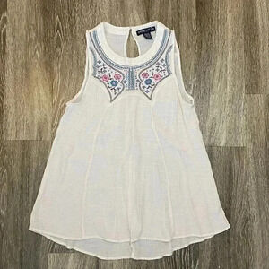 Womens Cream Smocked Tank Top Blouse - M